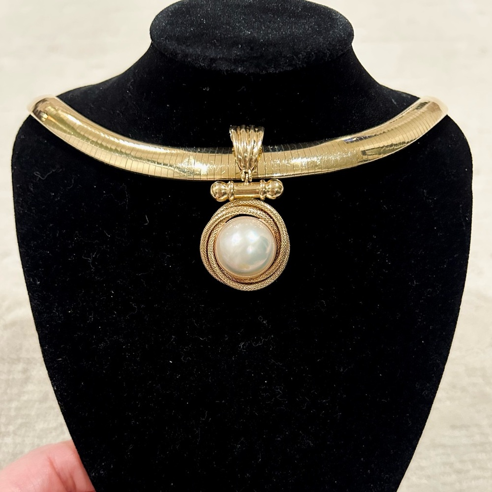 Vtg 14k Yellow Gold & Mabe’ Pearl Enhancer Pendant